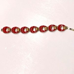 Vintage Red Resin Link Statement Bracelet 50s 60s